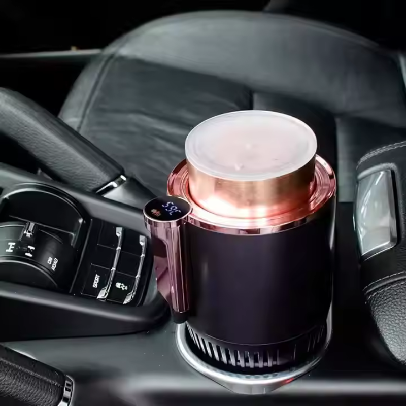 حامل أكواب السيارة الذكي 2 في 1 - تبريد وتسخين تلقائي مع عرض درجة حرارة القهوة أو الماء أو الحليب
