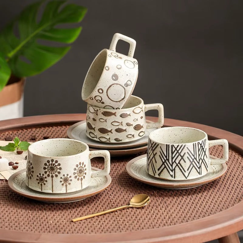 Ceramic Cappuccino Cup & Saucer Set of 4 | 230ml