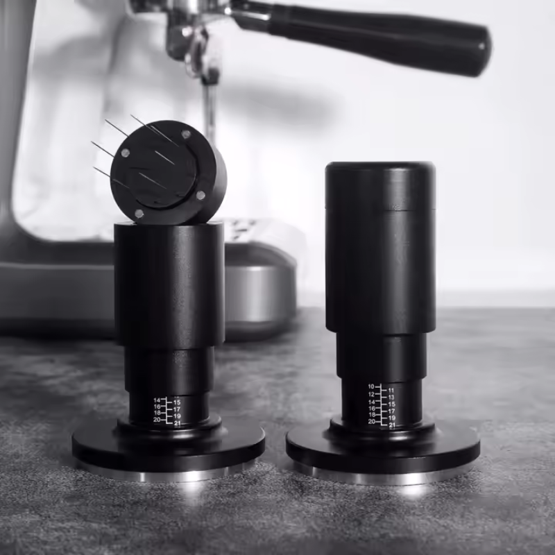 Adjustable Pressure Premium Coffee Tamper, 2-in-1 Barista Tool with WDT Needle (51mm & 58mm)
