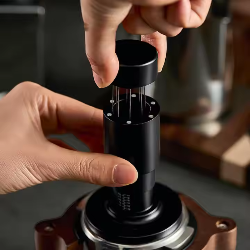 Adjustable Pressure Premium Coffee Tamper, 2-in-1 Barista Tool with WDT Needle (51mm & 58mm)