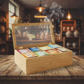 منظم صندوق شاي الخيزران مع 8 حجرات