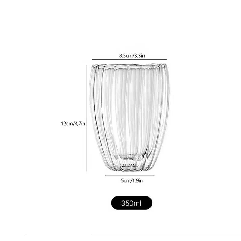 Fancy Stripe Double Wall Glass Cup
