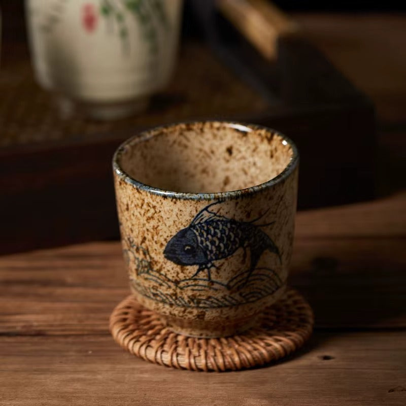 Japanese Vintage Ceramic Coffee Cups Set (6pcs)