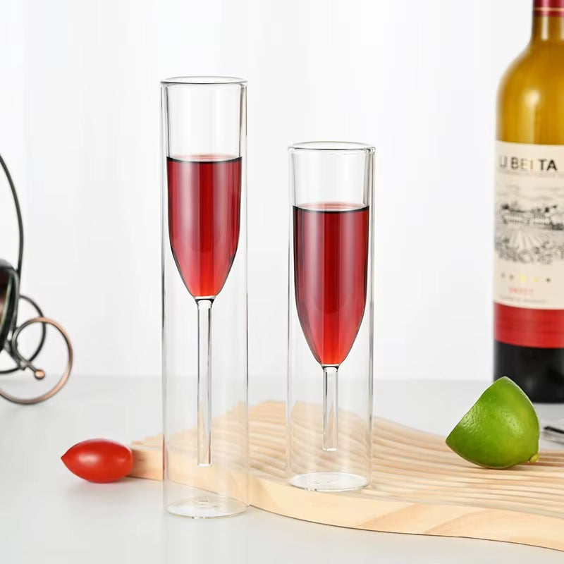 100ml Double Wall Clear Wine Glass Cups - Set of 2