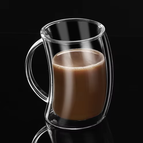 Caleo Collection Double Wall Glass Coffee Cups – Insulated Clear Mugs for Hot & Cold Beverages