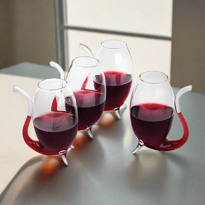 Hand Blown Glass Port Sippers – Elegant Angled Wine and Liqueur Glasse
