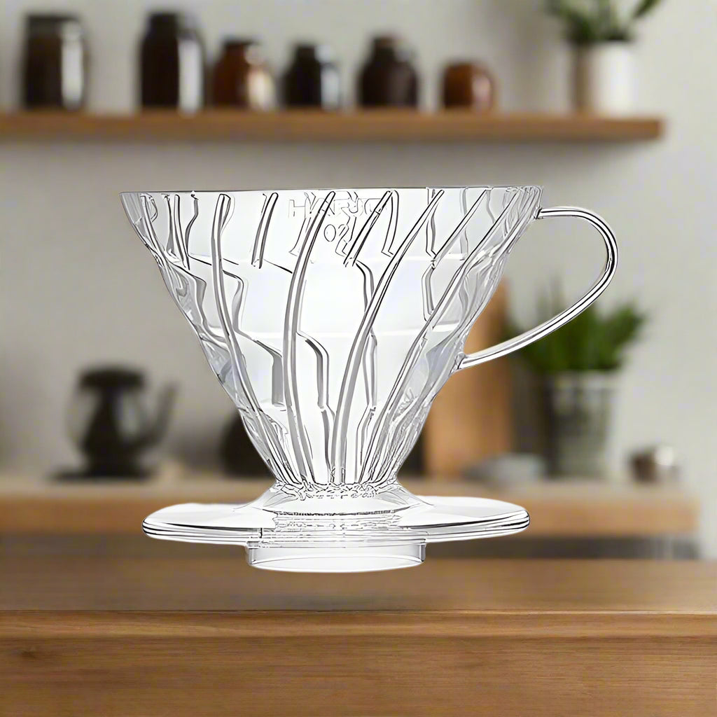 V60 قطارة قهوة بلاستيكية شفافة - مخروط فلتر قابل لإعادة الاستخدام