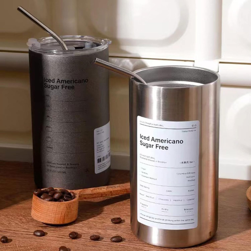 Stainless Steel Coffee Mug – Vacuum Insulated Double Wall Reusable Tumbler with Straw