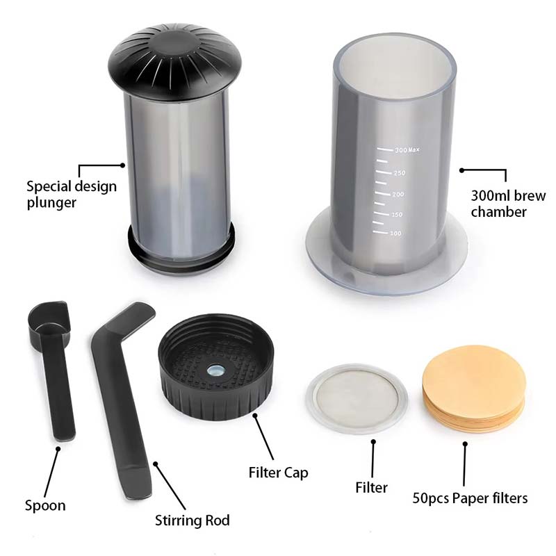 High-Quality Manual Coffee Press – Portable Pressure Brewer (AeroPress-Style)