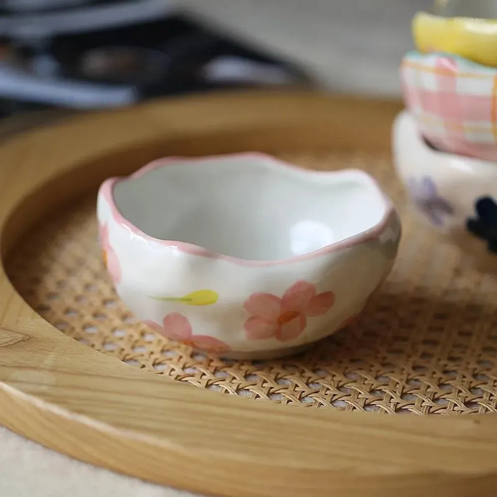 Painted Flower Ceramic Bowl Pink