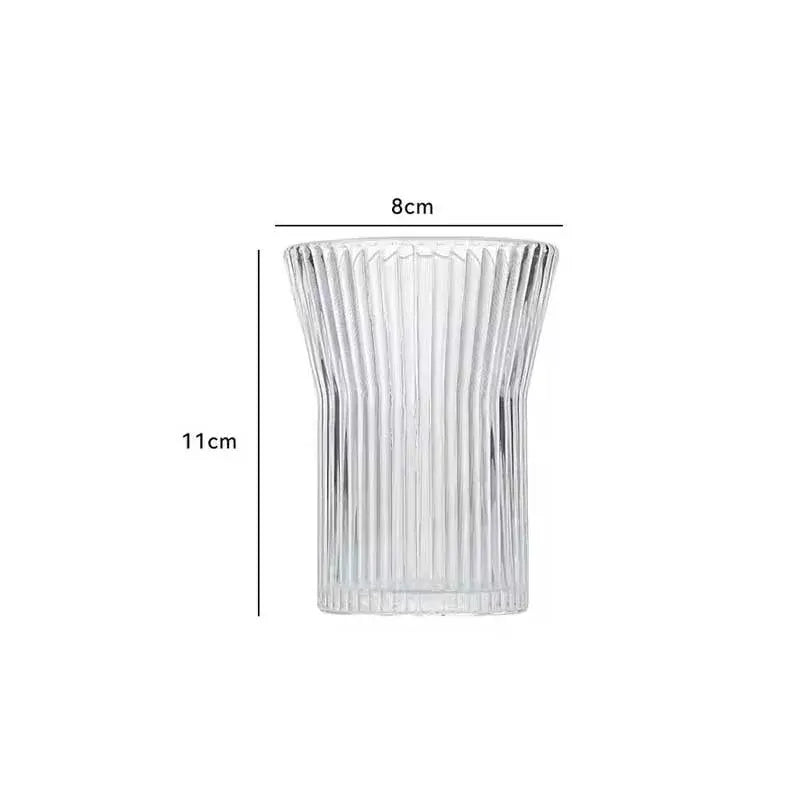 Vertical Pattern Clear Glass Cup with Leather Sleeve – 300ml