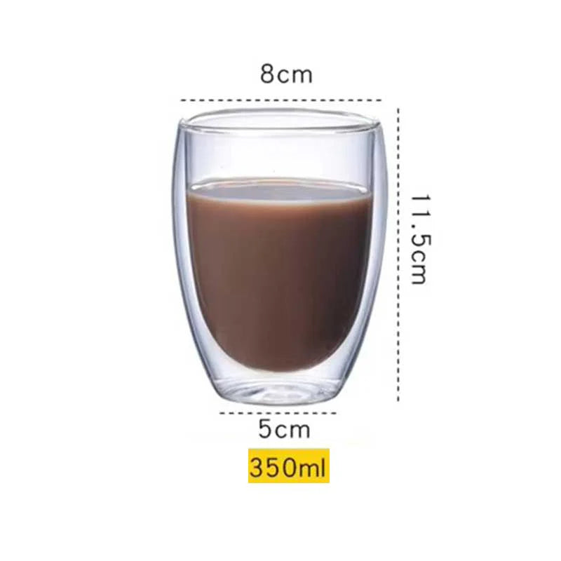 Heat Resistant Double Wall Clear Glass Coffee Mug Without Handle