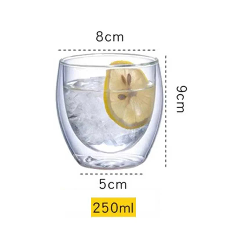 Heat Resistant Double Wall Clear Glass Coffee Mug Without Handle