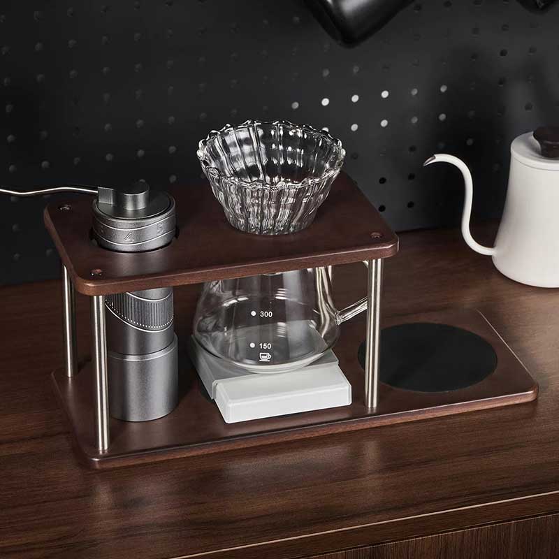 Wooden Pour Over Coffee Dripper Stand and Coffee Station Shelf