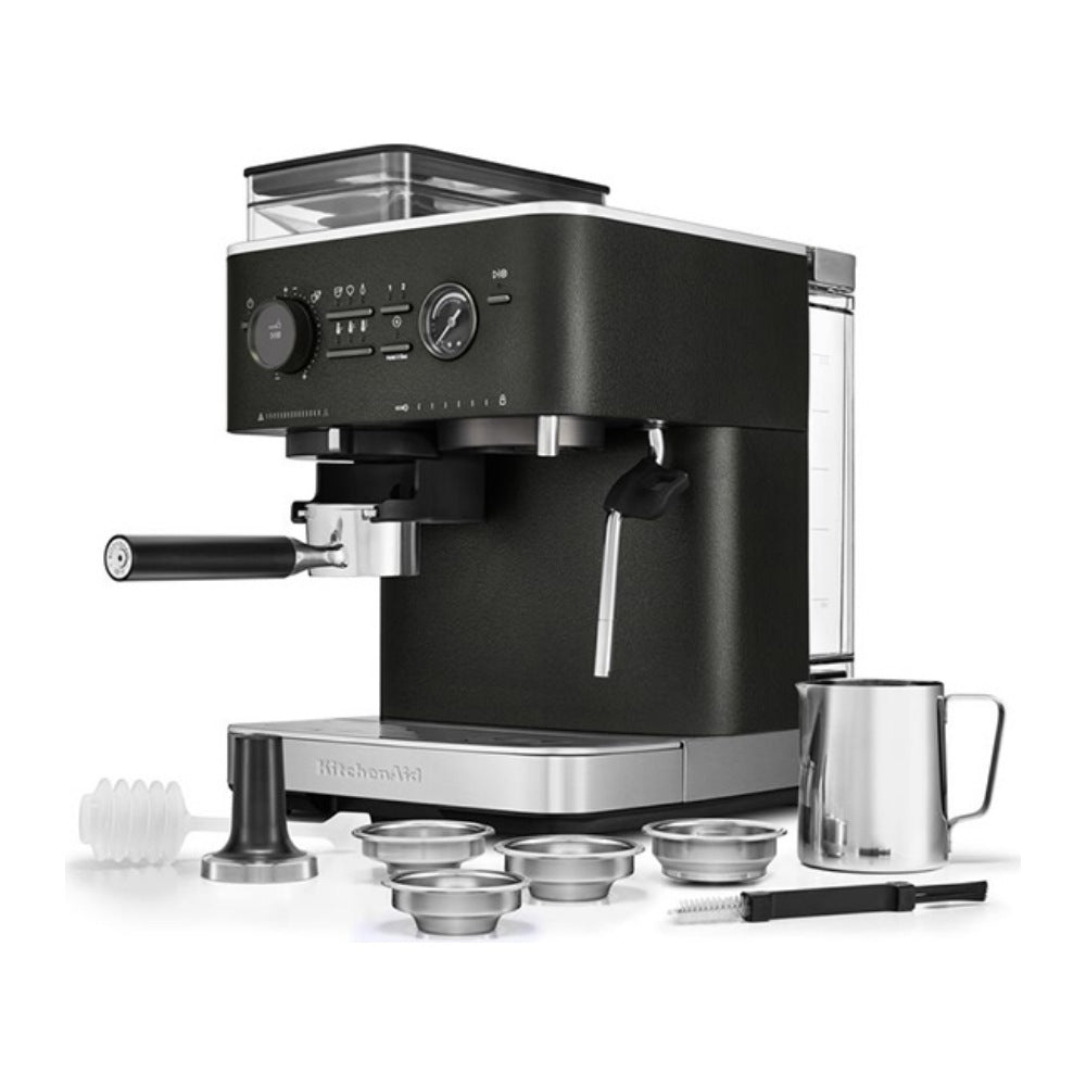 KitchenAid Semi-Automatic Espresso Machine with Burr Grinder - Cast Iron Black