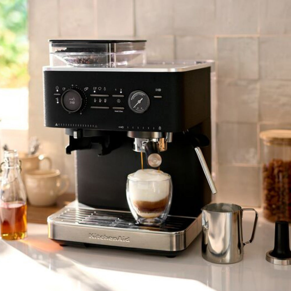 KitchenAid Semi-Automatic Espresso Machine with Burr Grinder - Cast Iron Black