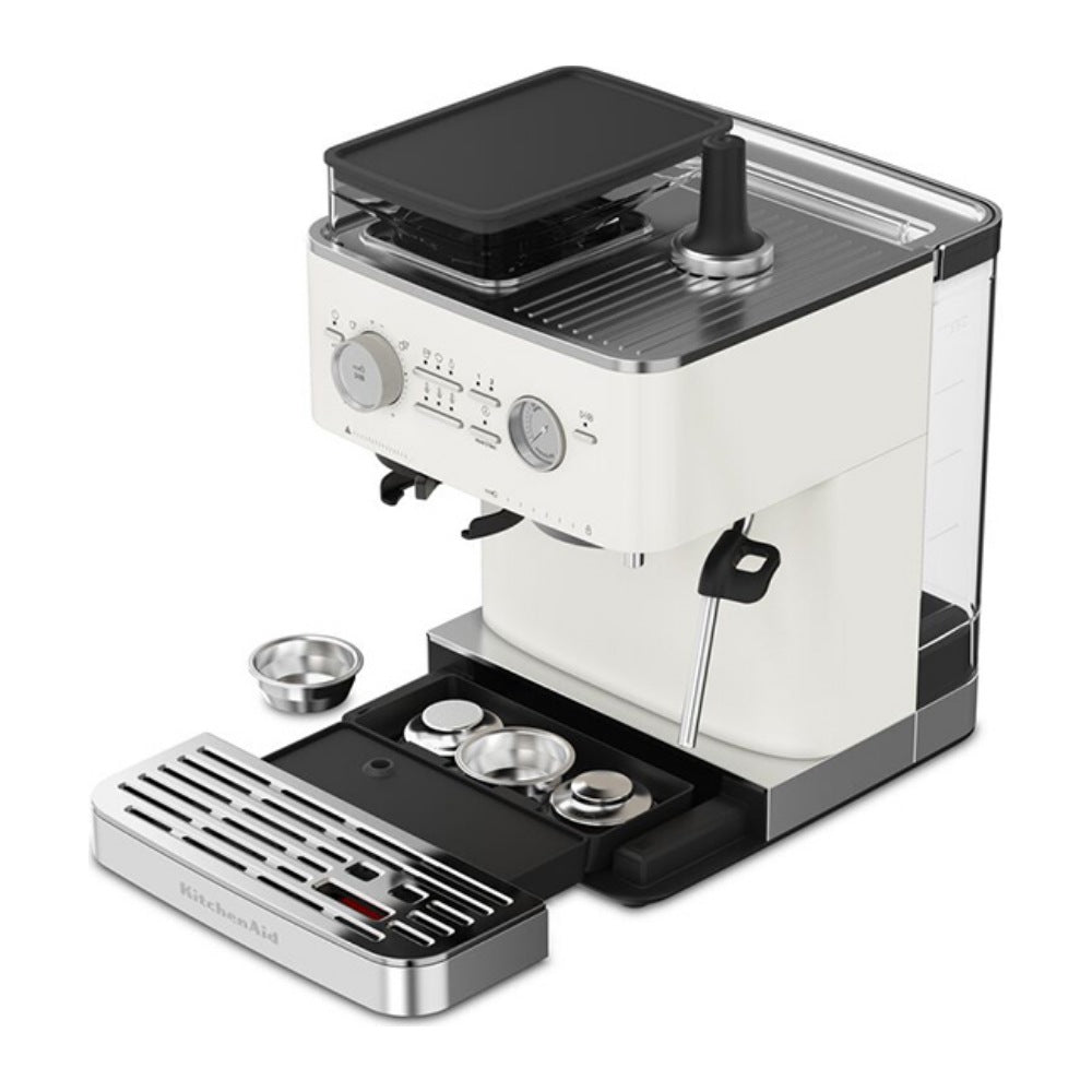 KitchenAid Semi-Automatic Espresso Machine with Burr Grinder - Porcelain White