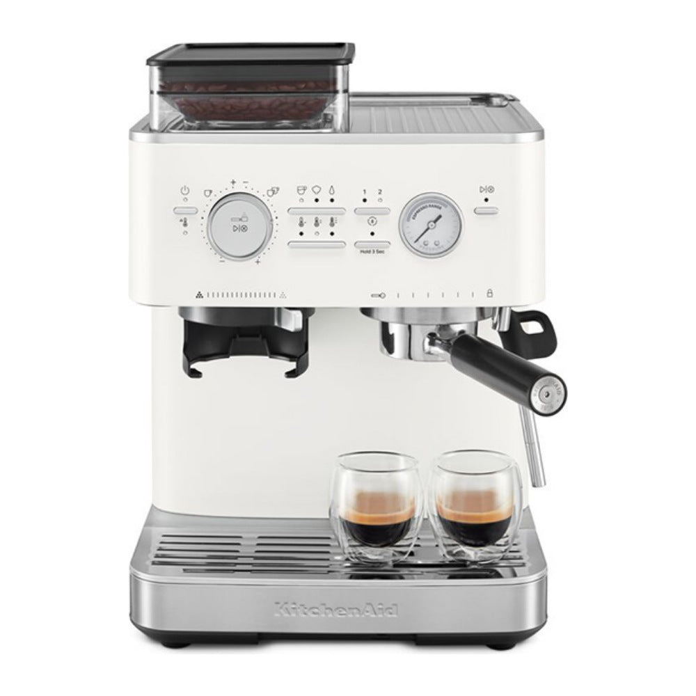 KitchenAid Semi-Automatic Espresso Machine with Burr Grinder - Porcelain White