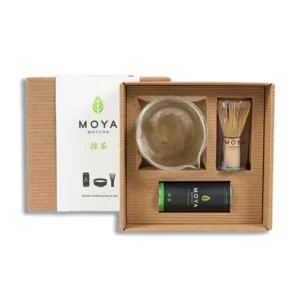 Glass matcha bowl with a spout