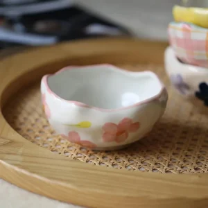 Painted Flower Ceramic Bowl Pink