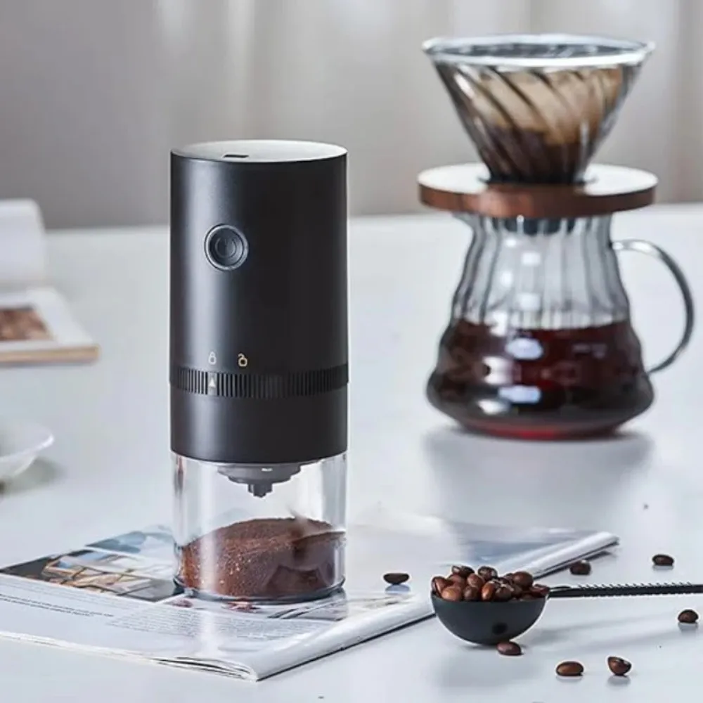 Portable Electric Burr Coffee Grinder – USB Rechargeable with Adjustable Grind Settings for Espresso, Drip, Pour Over & French Press