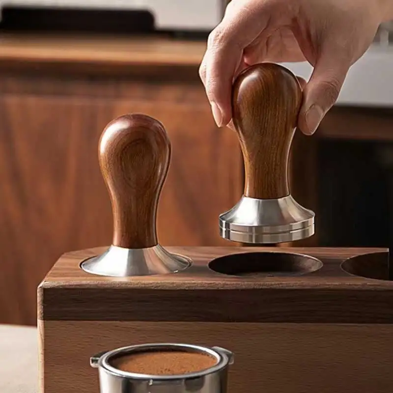 Rosewood Handle Flat Base Espresso Tamper - Image 2